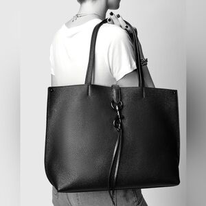 Rebecca Minkoff Megan new QVC Black Leather Tote Bag calf pebbled